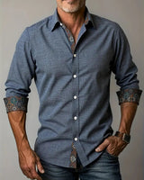 Men’s Button-Up Shirt with Patterned Trim-Shirts for men-CaldwellVoss