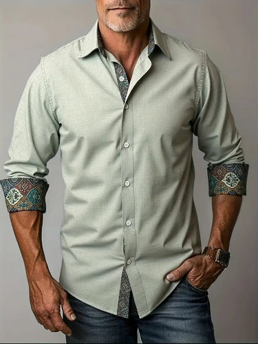 Men’s Button-Up Shirt with Patterned Trim-Shirts for men-CaldwellVoss