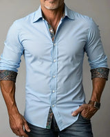 Men’s Button-Up Shirt with Patterned Trim-Shirts for men-CaldwellVoss