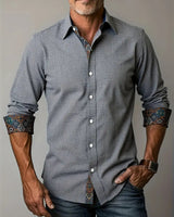 Men’s Button-Up Shirt with Patterned Trim-Shirts for men-CaldwellVoss