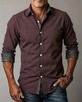 Men’s Button-Up Shirt with Patterned Trim-Shirts for men-CaldwellVoss