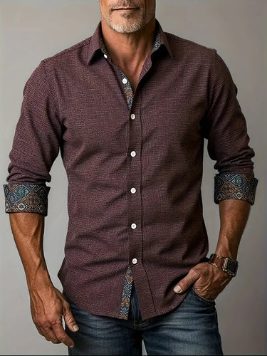 Men’s Button-Up Shirt with Patterned Trim-Shirts for men-CaldwellVoss