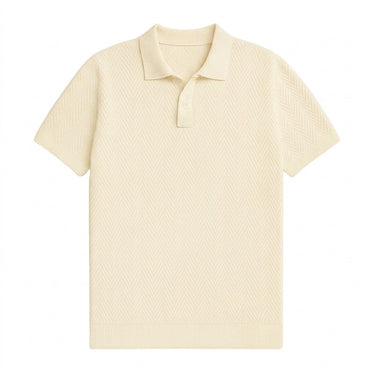 Men's Chevron Knit Short Sleeve Polo-Men Summer Shirts-CaldwellVoss