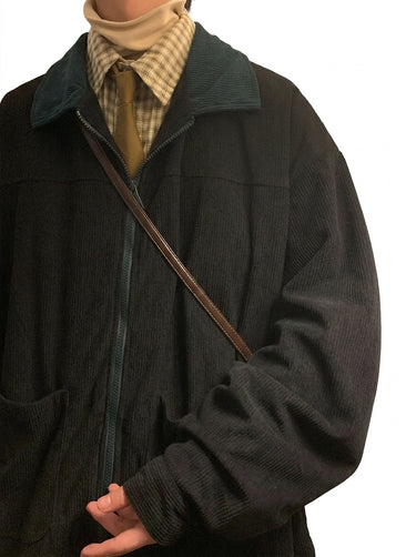 Men’s Corduroy Bomber Jacket with Contrast Collar-Jackets for men-CaldwellVoss