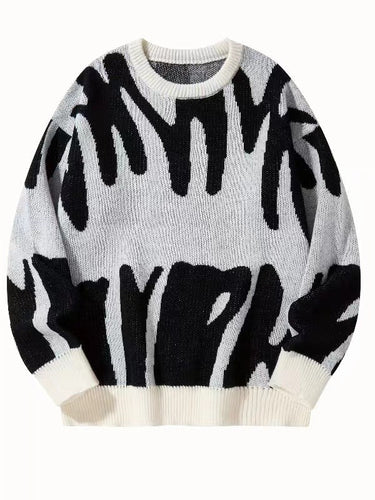 Men’s Crew Neck Graphic Knit Sweater-Sweaters for men-CaldwellVoss