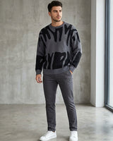Men’s Crew Neck Graphic Knit Sweater-Sweaters for men-CaldwellVoss