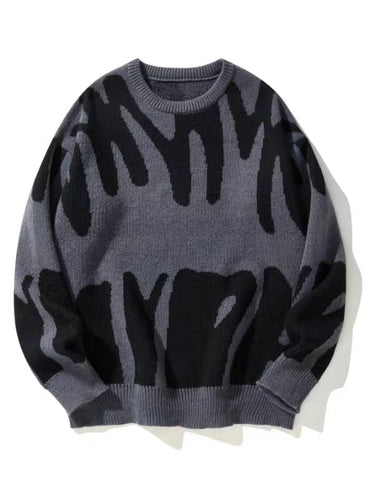 Men’s Crew Neck Graphic Knit Sweater-Sweaters for men-CaldwellVoss