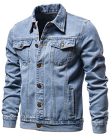 Men’s Denim Trucker Jacket with Button Front and Flap Pockets-Jackets for men-CaldwellVoss