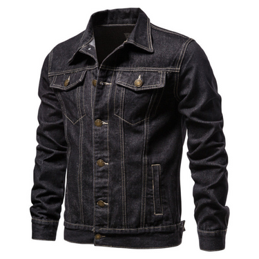 Men’s Denim Trucker Jacket with Button Front and Flap Pockets-Jackets for men-CaldwellVoss