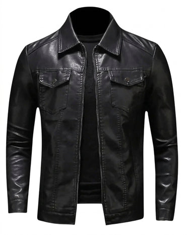 Men’s Faux Material Jacket with Flap Pockets-Jackets for men-CaldwellVoss