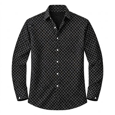 Men’s Geometric Print Long Sleeve Button Down Shirt-Shirts for men-CaldwellVoss