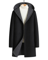 Men’s Hooded Button Front Overcoat-Coats for men-CaldwellVoss