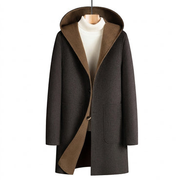 Men’s Hooded Button Front Overcoat-Coats for men-CaldwellVoss