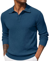 Men’s Knit Polo Shirt with Textured Pattern-T-Shirts & Polos for men-CaldwellVoss