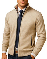 Men’s Knit Zip-Up Mock Neck Jacket-Sweaters for men-CaldwellVoss