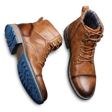 Men’s Lace-Up Ankle Boots with Side Zipper-Footwear for men-CaldwellVoss