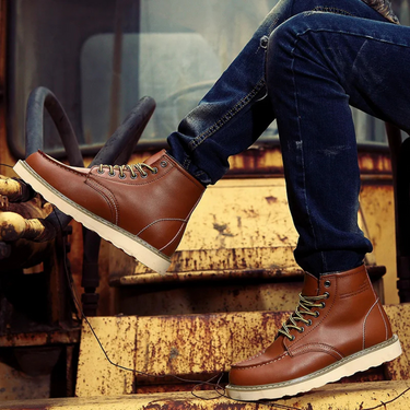 Men’s Lace-Up Moc-Toe Ankle Boots-Footwear for men-CaldwellVoss