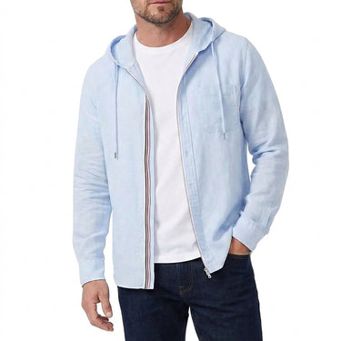 Men’s Linen Zip-Up Hoodie with Drawstring-Jackets for men-CaldwellVoss