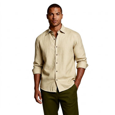 Men’s Long Sleeve Button Down Linen Shirt-Shirts for men-CaldwellVoss