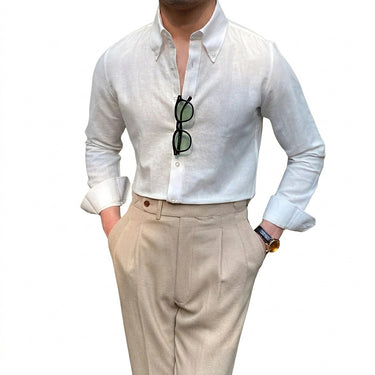 Men’s Long Sleeve Button-Down Linen Shirt-Shirts for men-CaldwellVoss