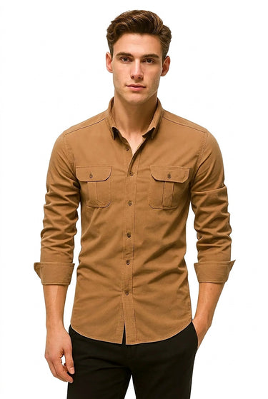 Men’s Long Sleeve Button Down Utility Shirt-Shirts for men-CaldwellVoss