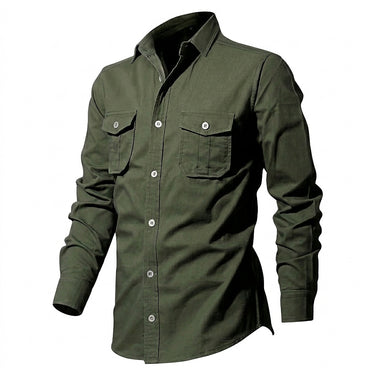Men’s Long Sleeve Button Up Shirt with Dual Chest Pockets-Shirts for men-CaldwellVoss