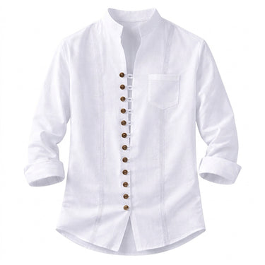 Men’s Mandarin Collar Multi Button Shirt-Shirts for men-CaldwellVoss