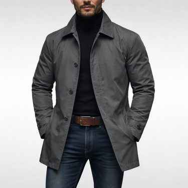 Men’s Mid-Length Button-Front Coat-Coats for men-CaldwellVoss