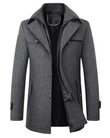 Men’s Mid-Length Pea Coat with Zip-Up Inner Layer-Coats for men-CaldwellVoss