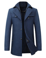 Men’s Mid-Length Pea Coat with Zip-Up Inner Layer-Coats for men-CaldwellVoss