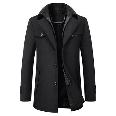 Men’s Mid-Length Pea Coat with Zip-Up Inner Layer-Coats for men-CaldwellVoss