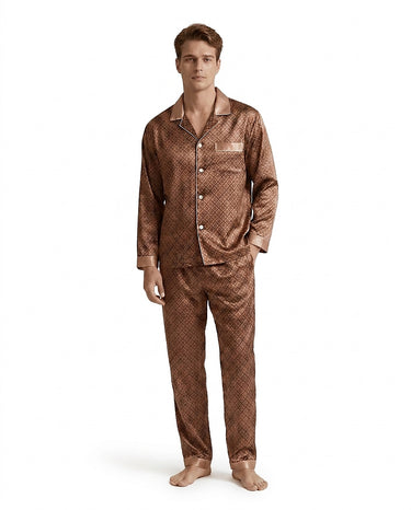 Men’s Patterned Long Sleeve Pajama Set-Sets for women-CaldwellVoss