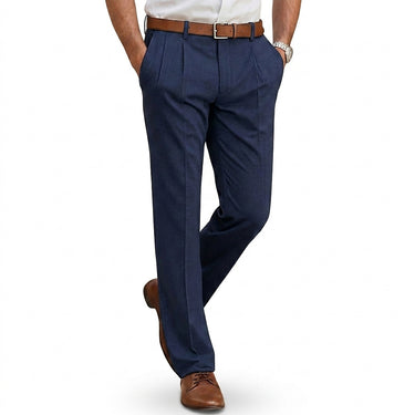 Men’s Pleated Straight Leg Trousers-Pants for Men-CaldwellVoss