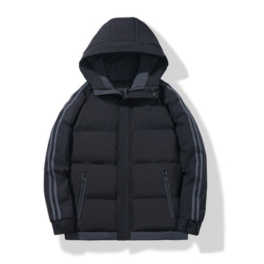 Men’s Puffer Jacket with Hood and Striped Sleeves-Jackets for men-CaldwellVoss