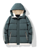 Men’s Puffer Jacket with Hood and Striped Sleeves-Jackets for men-CaldwellVoss