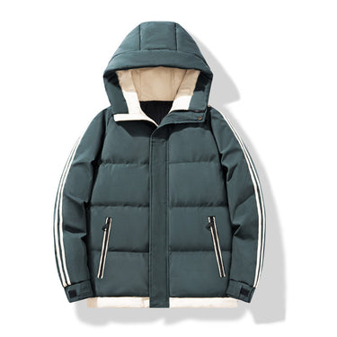 Men’s Puffer Jacket with Hood and Striped Sleeves-Jackets for men-CaldwellVoss