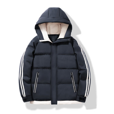Men’s Puffer Jacket with Hood and Striped Sleeves-Jackets for men-CaldwellVoss