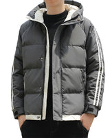 Men’s Puffer Jacket with Hood and Striped Sleeves-Jackets for men-CaldwellVoss