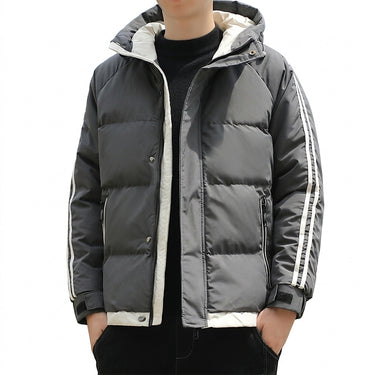 Men’s Puffer Jacket with Hood and Striped Sleeves-Jackets for men-CaldwellVoss