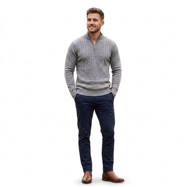 Men’s Quarter-Zip Cable Knit Sweater-sweaters for men-CaldwellVoss