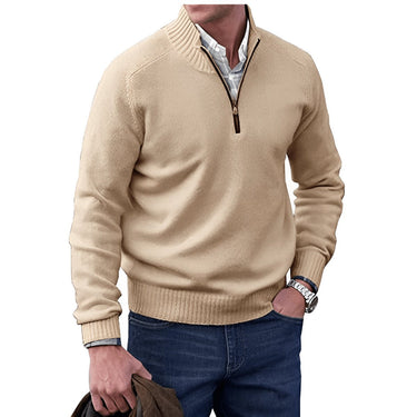 Men’s Quarter-Zip Knit Pullover with Ribbed Trim-Sweaters for men-CaldwellVoss