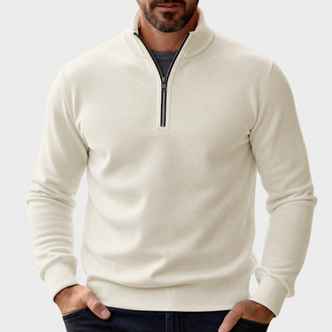 Men’s Quarter-Zip Pullover Sweater with Ribbed Trim-Sweaters for men-CaldwellVoss