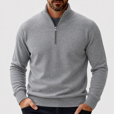 Men’s Quarter-Zip Pullover Sweater with Ribbed Trim-Sweaters for men-CaldwellVoss