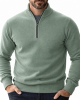 Men’s Quarter-Zip Pullover Sweater with Ribbed Trim-Sweaters for men-CaldwellVoss