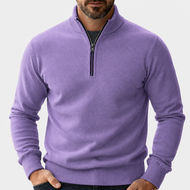 Men’s Quarter-Zip Pullover Sweater with Ribbed Trim-Sweaters for men-CaldwellVoss