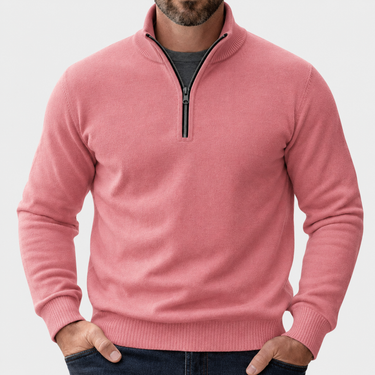 Men’s Quarter-Zip Pullover Sweater with Ribbed Trim-Sweaters for men-CaldwellVoss