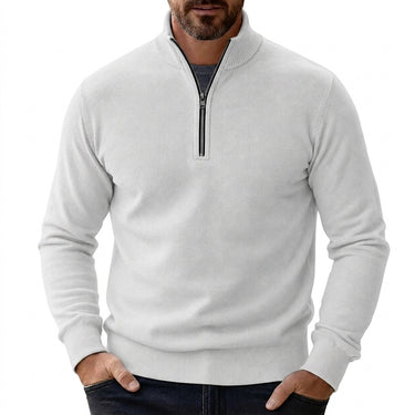 Men’s Quarter-Zip Pullover Sweater with Ribbed Trim-Sweaters for men-CaldwellVoss