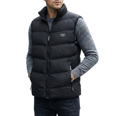 Men's Quilted Vest with Stand-Up Collar and Zipper-Vests for men-CaldwellVoss