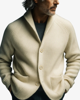 Men’s Ribbed Knit Cardigan with Shawl Collar-Cardigan for men-CaldwellVoss