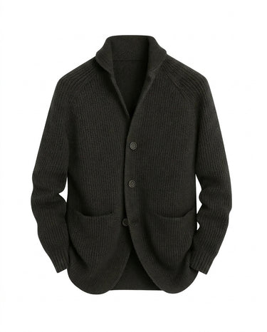 Men’s Ribbed Knit Cardigan with Shawl Collar-Cardigan for men-CaldwellVoss
